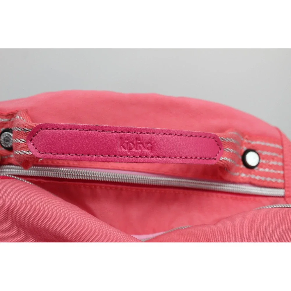 Kipling Seoul Extra Large Laptop Backpack Coral Pink Nylon Monkey Keychain Bag